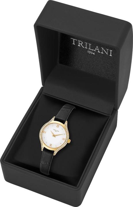 Immagine prodotto Trilani Orologio al quarzo da donna in vera pelle nera - 30492 (Orologio da polso analogico, 26 mm)