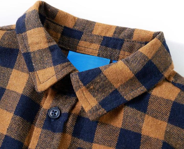 Produktbild VidaXL Kinderhemd Karomuster Cognac und Blau 92,Material: 80 (92)