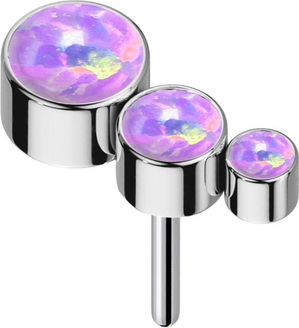 Produktbild Star Piercing Threadless silber absteigend drei Opale violett (ohne Messing, Titan G23)