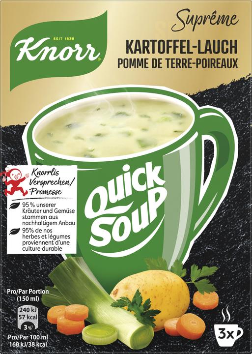 Image du produit Knorr Suprême Quick Soupe de pommes de terre aux poireaux, comme fraîche du jardin, vite préparée