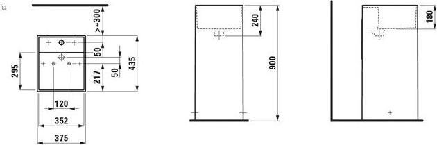 Actual product image Laufen Washbasin KARTELL 375x435x900mm frst o ÜL 2 HL m Dek line (435 mm, 375 mm)