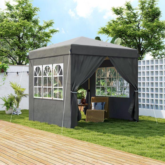 Image du produit Swisshandel24 Faltpavillon 2,5x2,5m, wasserabweisend, mit 4 Seitenteilen, Dunkelgrau (250 cm, 250 cm)