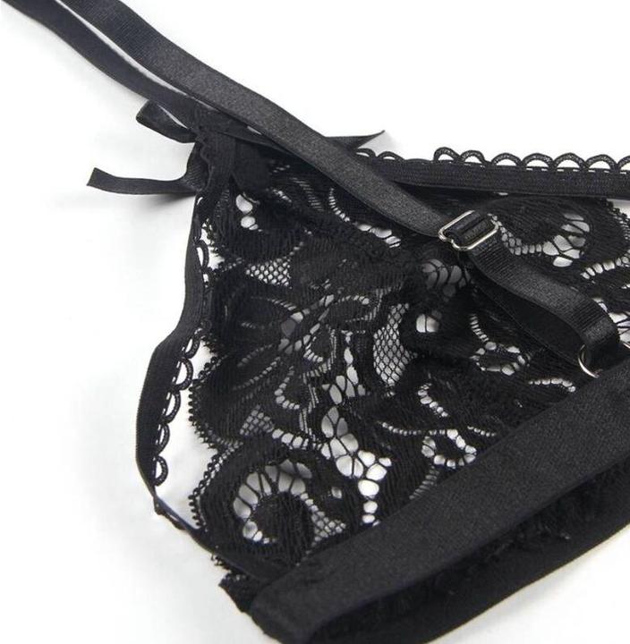 Actual product image Subblime Three-Piece Set Bra+ Garter Belt + Thong S/M (M)