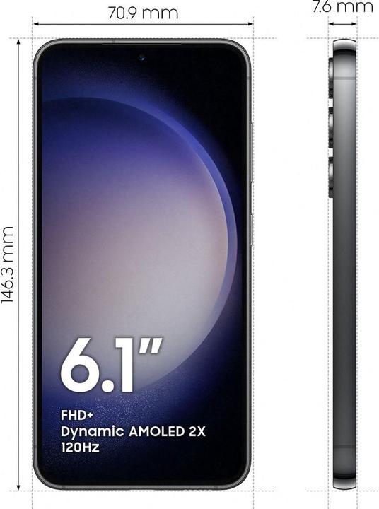 Actual product image Samsung Galaxy S23 (128 GB, Phantom Black, 6.10", SIM + eSIM, 50 Mpx, 5G)