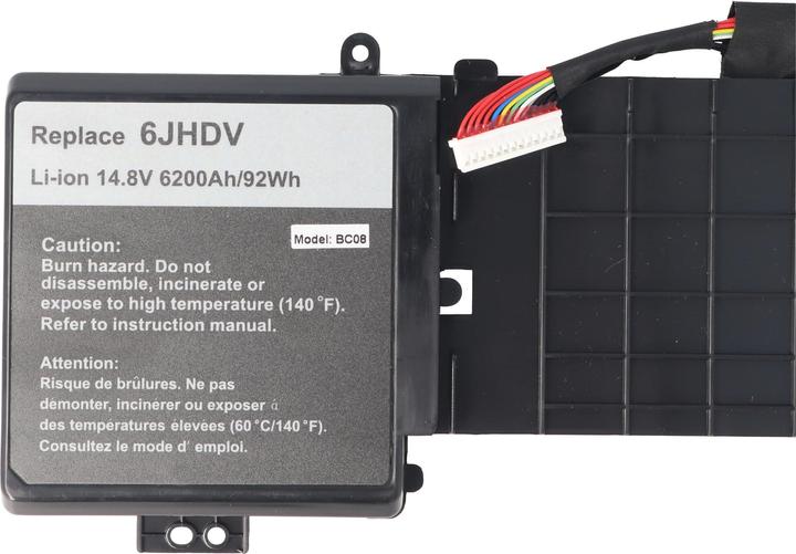 Actual product image AccuCell Battery suitable for Dell Alienware 17 R2, 17 R3, Li-Ion, 14.8V, 6200mAh, 92Wh, built-in, without (6200 mAh)