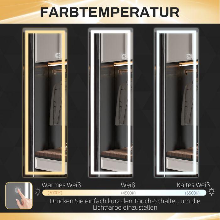 Actual product image Swisshandel24 Wandspiegel 120 x 40 cm Ganzkörperspiegel mit LED-Beleuchtung, 3 Lichtbarben (40 x 120 cm)