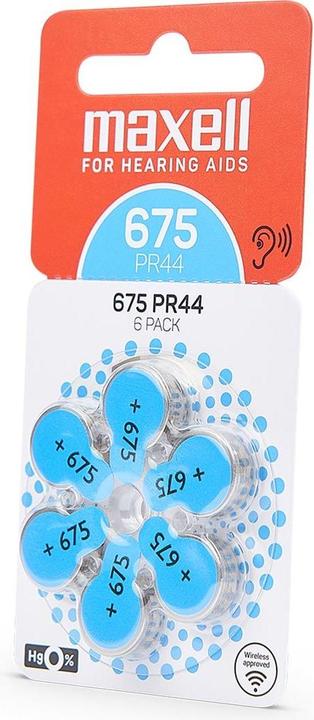 Actual product image Maxell 675 (PR44) - 60 hearing aid batteries (60 pcs., A675, 620 mAh)
