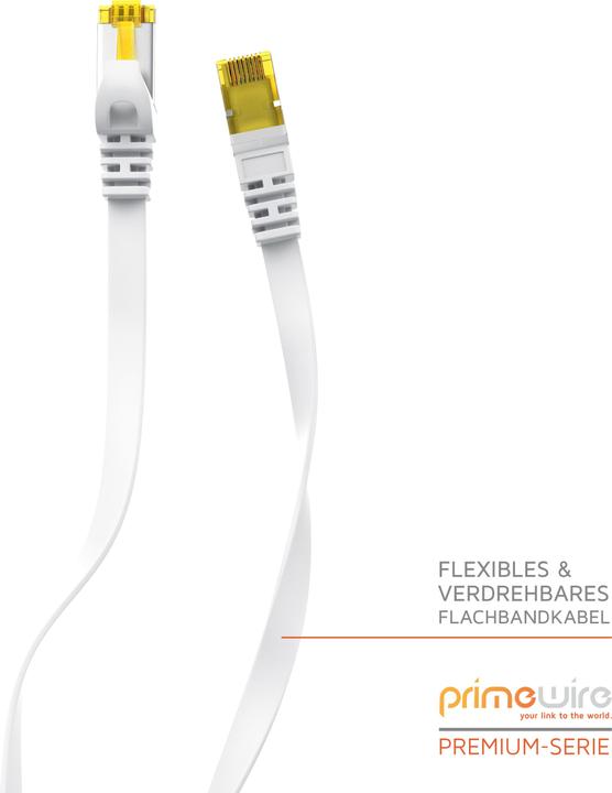 Produktbild Primewire CAT.7 Netzwerkkabel flach - Ethernet Gigabit Lan Kabel RJ45 - Patchkabel - komp. CAT.5 CAT.6 CAT.8 (U/FTP, CAT7, 1 m)