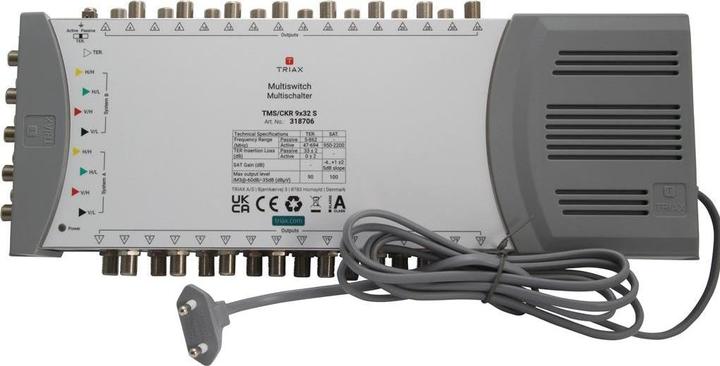 Actual product image Triax TMS/CKR 9x32 S SAT Multiswitch Inputs (multiswitch): 9 (8 SAT/1 terrestrial) Subscribers (Multi switch)