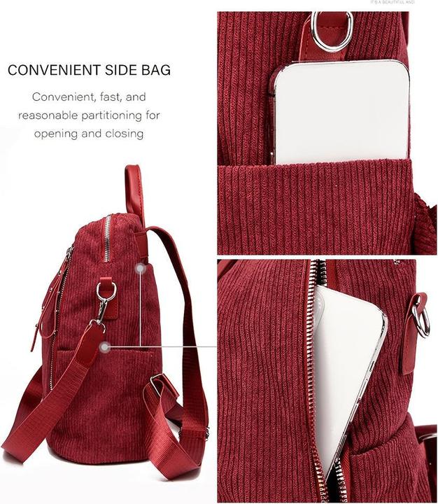 Produktbild Only-Bags.Store Schicker Cord-Rucksack - geräumig & vielseitig mit verstellbaren Riemen, Reissverschluss für den