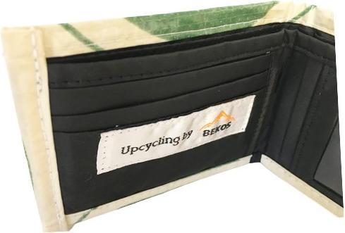 Actual product image Bekos Upcycling - Wallet with flap made from recycled cement bags green Tiger