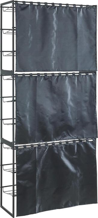 Actual product image En.Casa Sel shoe rack with curtain set of 3 black (80 x 32 x 60 cm)