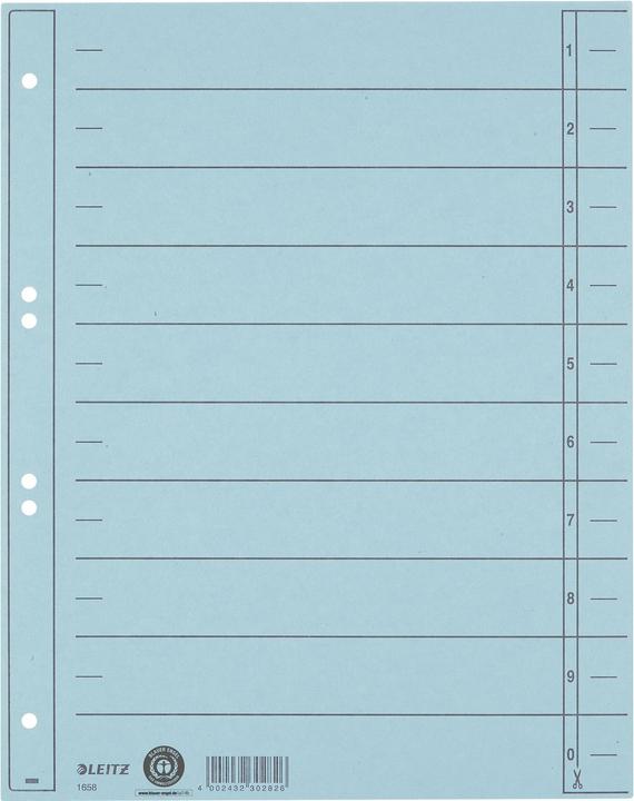 Immagine prodotto Leitz Fogli separatori, A4 extra largo, cartoncino Manila 230 g/m², tinto blu chiaro, registri in bianco