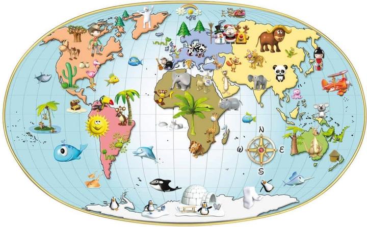 Image du produit Trenddeko Michel Agullo - Carte du monde pour enfants (140 x 87 cm)