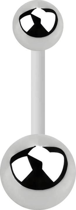Star Piercing Banane weiss mit zwei Kugeln silber (ohne Messing, Bioflex, Chirurgenstahl 316L)