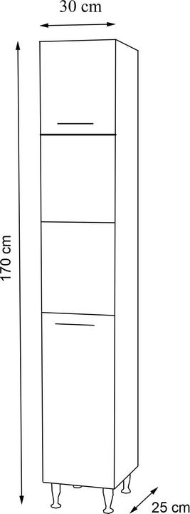 Immagine prodotto VCM Mobili da bagno in legno Scaffale da bagno Armadio alto da bagno con ante a battente Lisalo (30 x 25 x 170 cm)