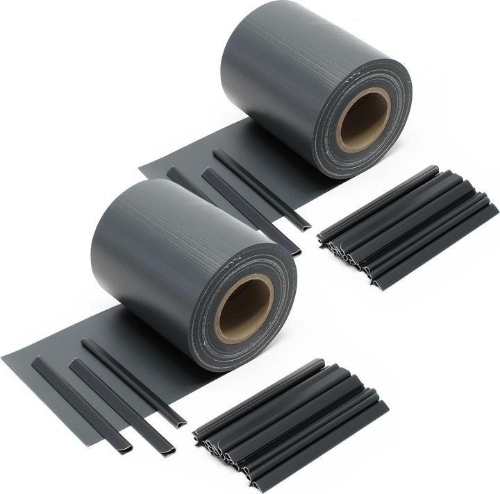 Produktbild Wiltec Sichtschutz Streifen 70mx19cm Anthrazit PVC 650g/m² 40 Clips Zaunfolie (7000 cm)