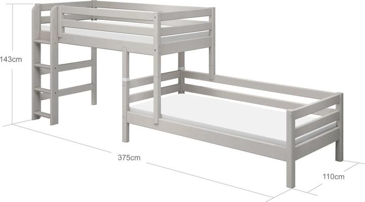 Image du produit Flexa Lit combiné mi-hauteur Classic avec échelle droite (90 x 200 cm)