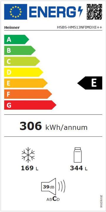 Energie-Label Heinner HSBS-HM513NFIMDXE++ (513 l)