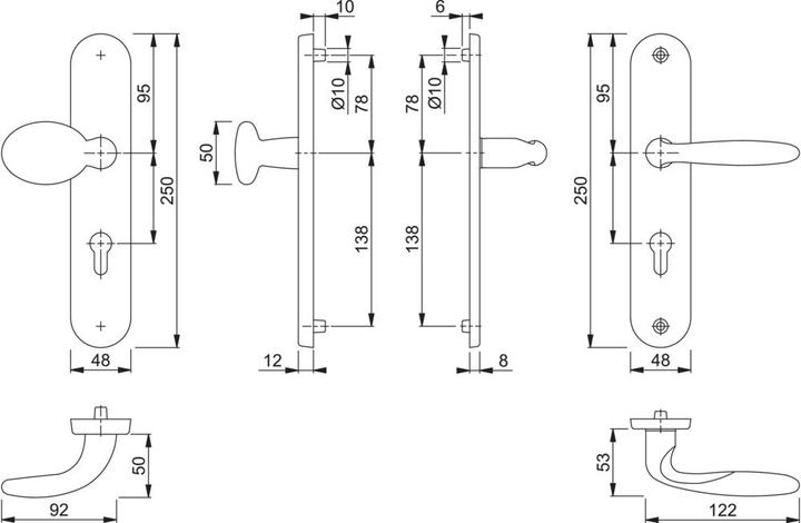 Actual product image Hoppe Protection set Pisa M76G/361A/360/151 Brass F77-R 92 mm 67-72 mm (Door set)
