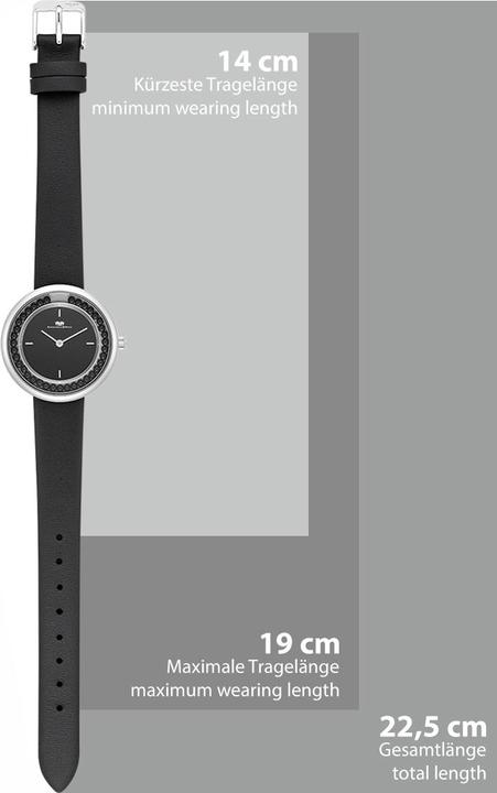 Produktbild Damen Quarzuhr Pearl Echtleder Schwarz - 32218 (Analoguhr, 32 mm)