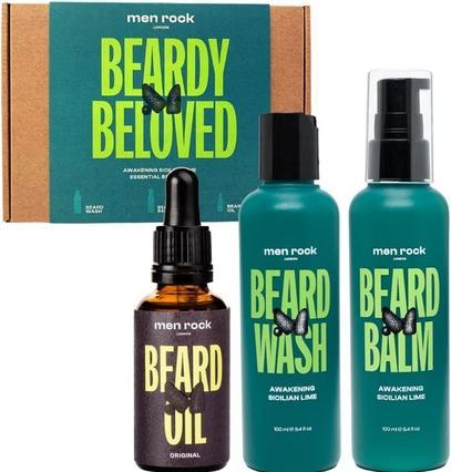 Actual product image Men Rock Beardy Beloved Awakening Sicilian Lime Beard Kit, beard balm 100ml, beard wash 100ml, beard oil 30ml