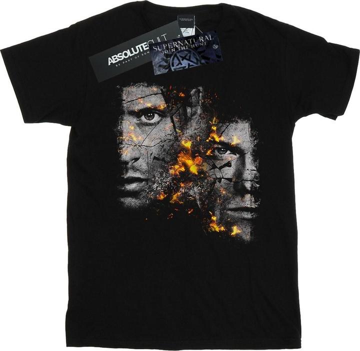 Actual product image Supernatural Womens/Ladies Sam And Dean Fire Cotton Boyfriend T-Shirt (S)
