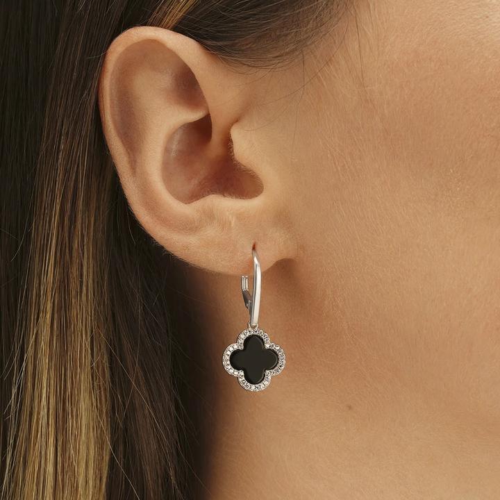 Image du produit Charles Garnier Boucles d'oreilles en argent, agate noire, oxyde de zirkonium (Argent)