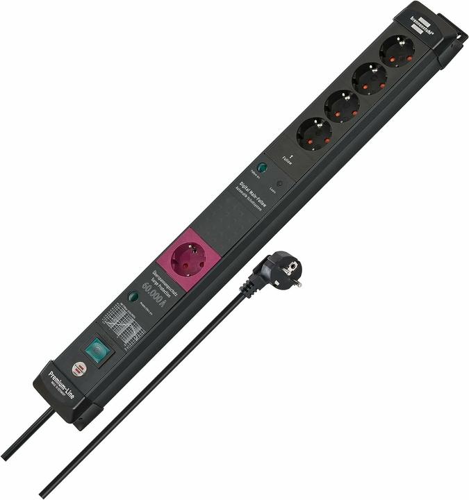 Actual product image Brennenstuhl Premium-Line 5-fold socket strip with overvoltage protection 61.0 cm black (5 x, CEE 7/5, 3 m)
