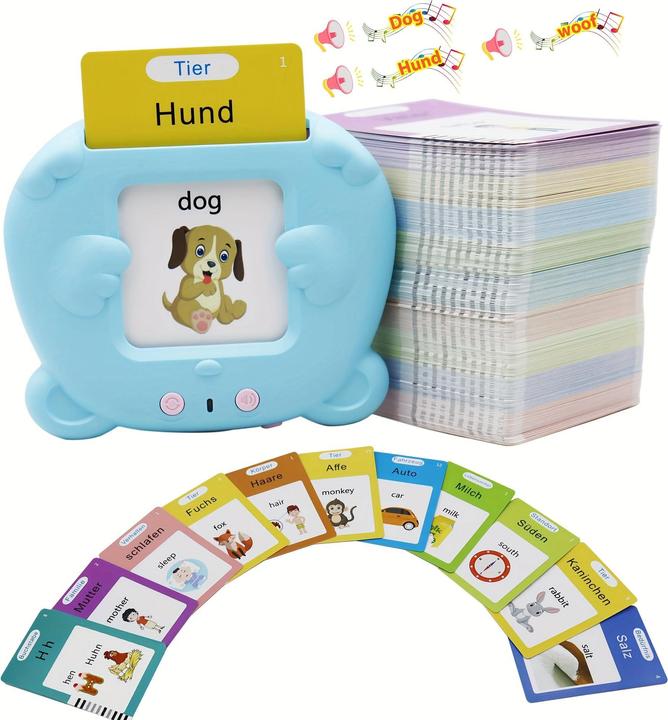 Actual product image Activity Board 510 words German and English toddler bilingual speaking flash cards, toys for children (German, English)