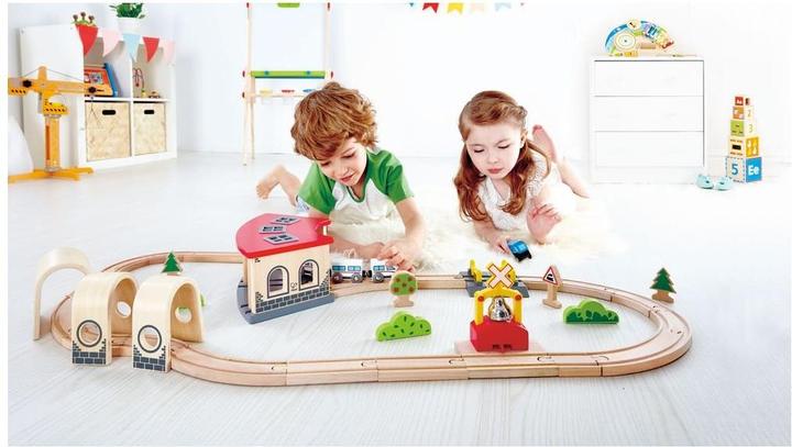 Actual product image Hape Large locomotive shed