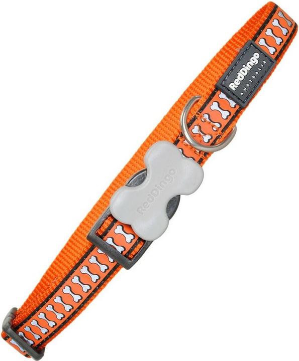 Actual product image Red Dingo Dog Collar Reflective Bone 24-37 cm Orange (24, 25, 27, 28, 29, 30, 31, 32, 33, 34, 35, 36, 37, Dog, Dog sport)