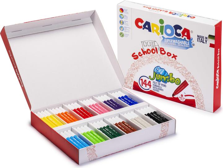 Image du produit Carioca Feutres de coloriage Schoolbox Jumbo 144 pièces (Multicolore, 144 x)
