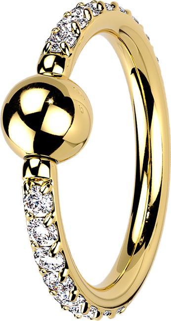 Produktbild Star Piercing Ball Closure Ring vergoldet seitlich Kristalle silber (Titan G23, ohne Messing)