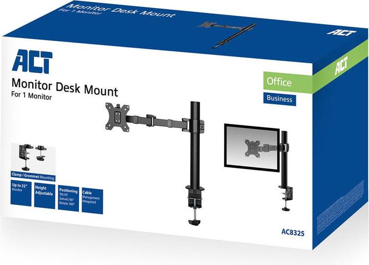 Image du produit Support de bureau pour écran, 1 écran jusqu'à 32 pouces et 12 kg (Tables, 32")