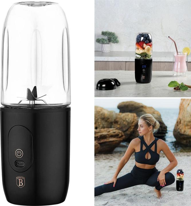 Actual product image BerlingerHaus To-go blender with USB, black-pink-gold, 120-130 W (130 W)