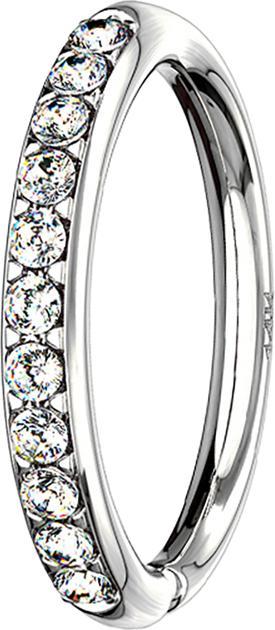 Actual product image Star Piercing Micro Piercing Ring 14k white gold side crystals silver (without brass, 14k gold)