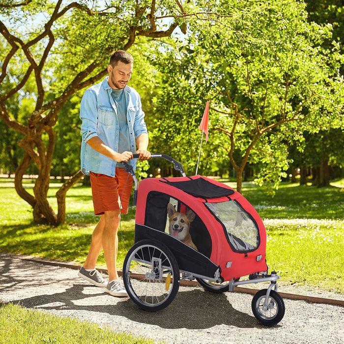 Image du produit Swisshandel24 Remorque chien jogger remorque vélo chiens remorque vélo chien rouge+noir 155 x 83 x 108 cm