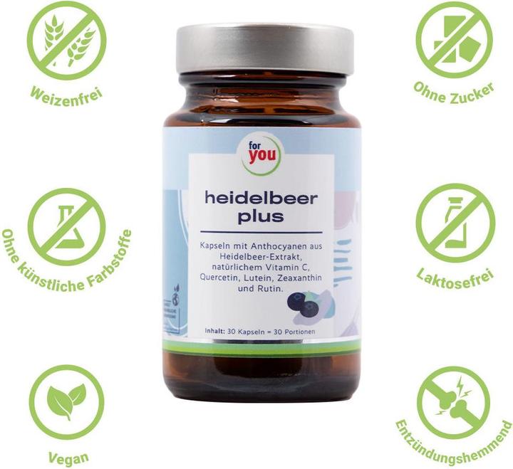Produktbild For You heidelbeer plus (30 Stück, Kapseln)