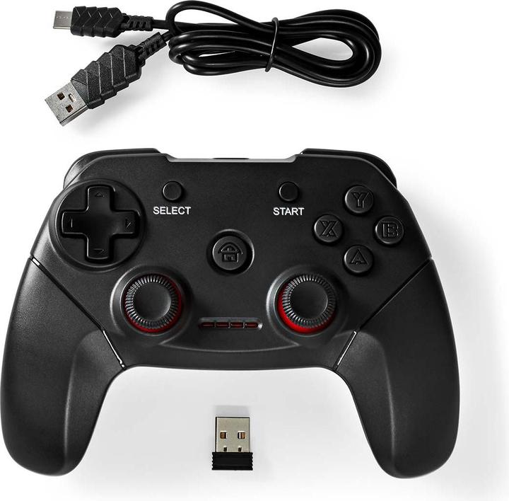 Actual product image Nedis Gamepad | Wireless | Battery-powered | PC | Number of buttons: 11 | Cable length: 1.00 m | Black (PC)