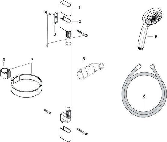 Actual product image hansgrohe HG shower set CROMA 100 MULTI shower rail Unica'C 650mm chrome