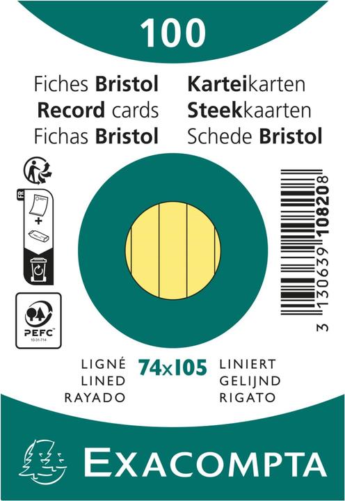 Produktbild Exacompta Karteikarten (74 x 105 mm, 205 g/m², 100 x)