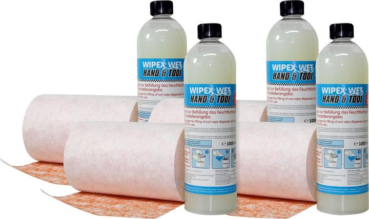 Produktbild Nordvlies Feuchttuchspender WIPEX-WET Hand & Tool Nachfüllpack 4 Rollen Vliesstoff a 120 Tücher, 4x (4 x)