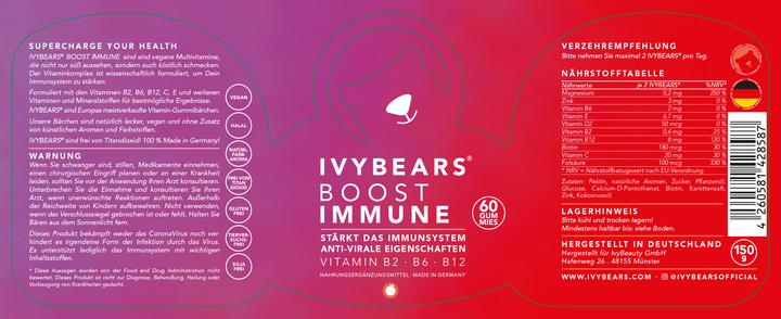Nährwerte und Zutaten IVYBears Boost IMMUNE 4 Pack (4 Stück, Gummies, 600 g)