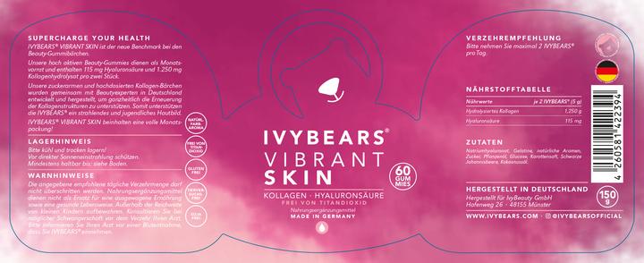 Nährwerte und Zutaten IVYBears Vibrant SKIN 4 Pack (4 Stück, Gummies, 600 g)