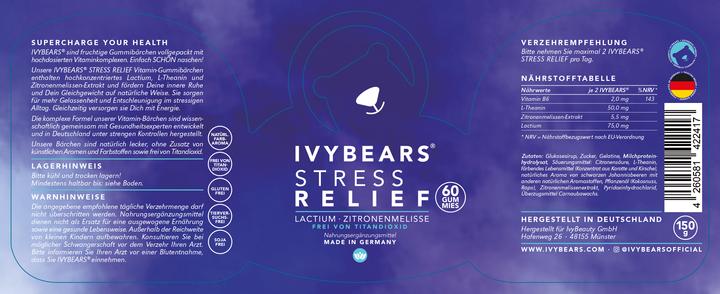 Nutritional values and ingredients IVYBears Stress RELIEF 4 Pack (4 Piece, Gummies, 600 g)