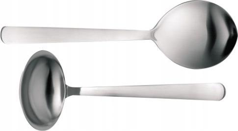 Immagine prodotto Fiskars Posate da portata, 2 pezzi, acciaio di qualità, argento/opaco, Functional Form, 1002959 (Cucchiaio di servizio, Coltello crostata)