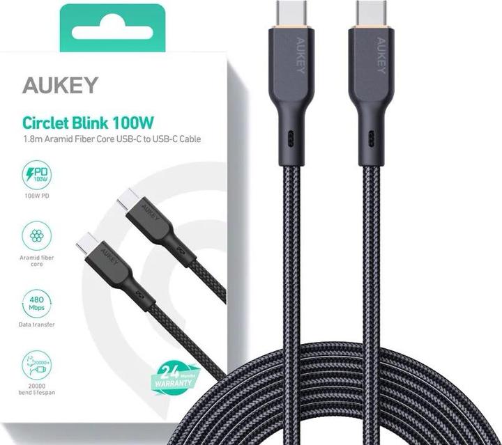 Actual product image Aukey USB C – USB C (1.80 m, USB 2.0)