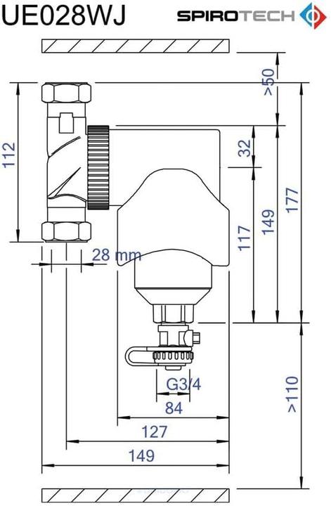 Actual product image SpiroTech SPIROTRAP MB3 sludge separator S-22-WJ connection clamp r. 22 mm, 1.1 m3/h, 0.36 l