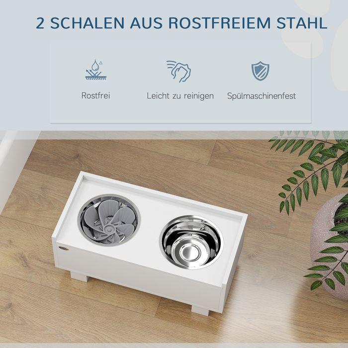 Produktbild Swisshandel24 Hundenapf erhöht, Höhenverstellbar Futternapf für Hunde mit Stauraum, Weiss (1 l)